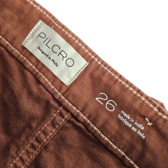 Anthropologie Pilcro Puddle Curve Wide-Leg Pants, Brown, Cotton, Western, Sz 26 - Picture 9 of 11